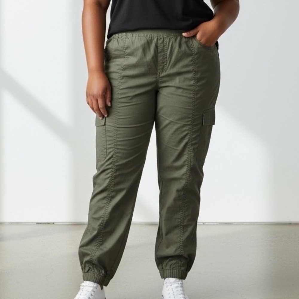 Eddie Bauer Womens Jogger Cargo Pants Olive Green Cotton 14 gorpcore utility